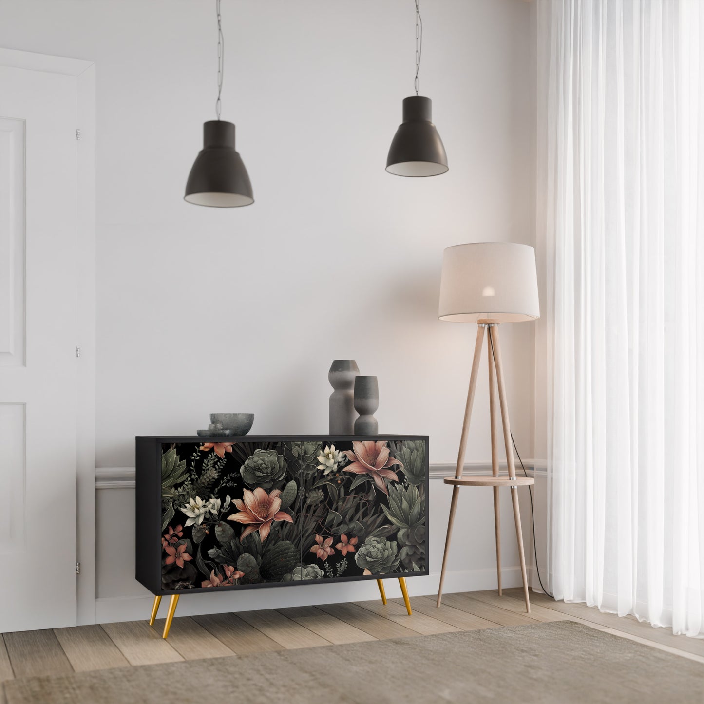 SECRET VERDURE 2-Door Sideboard in Black Finish