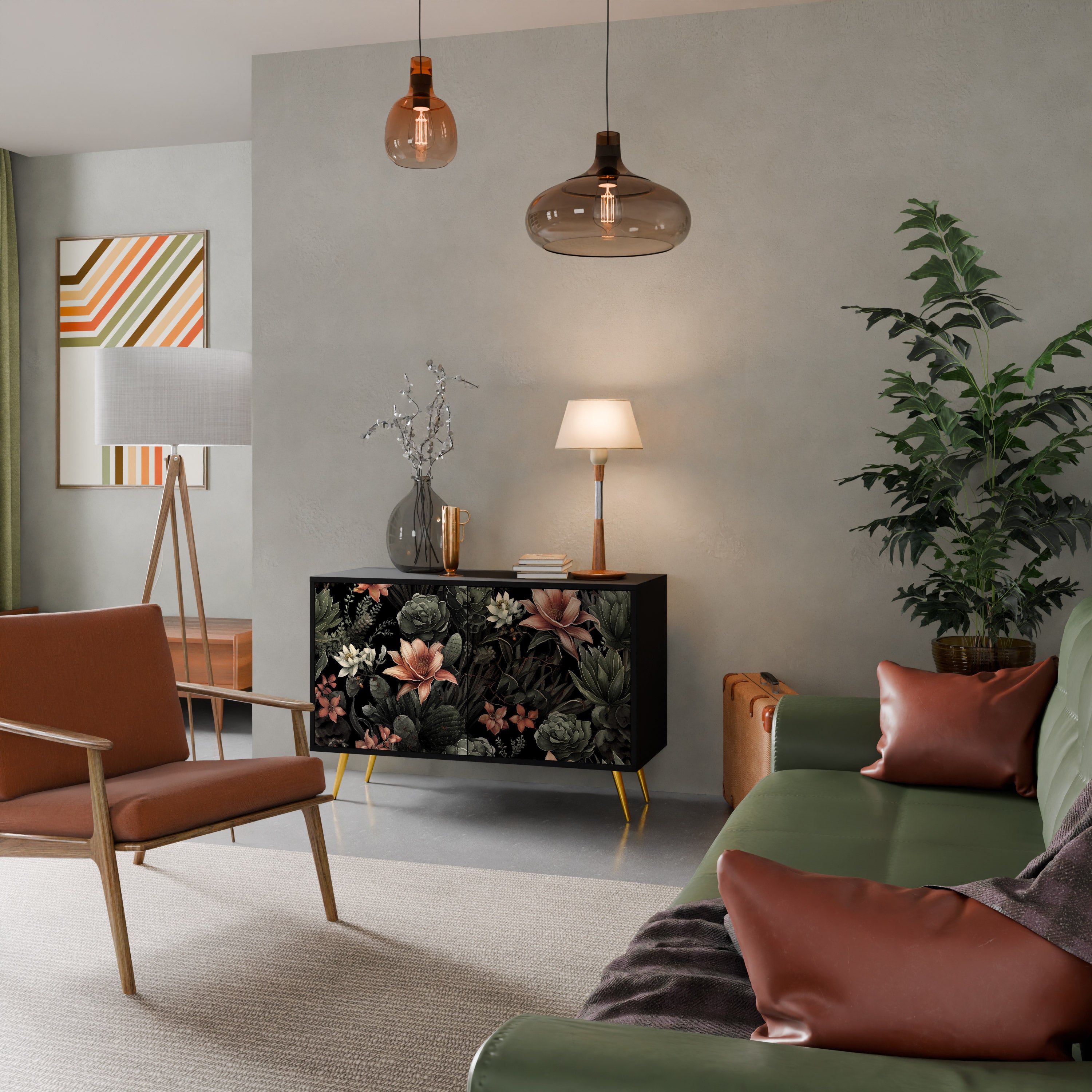 SECRET VERDURE 2-dörrars skänk i svart finish