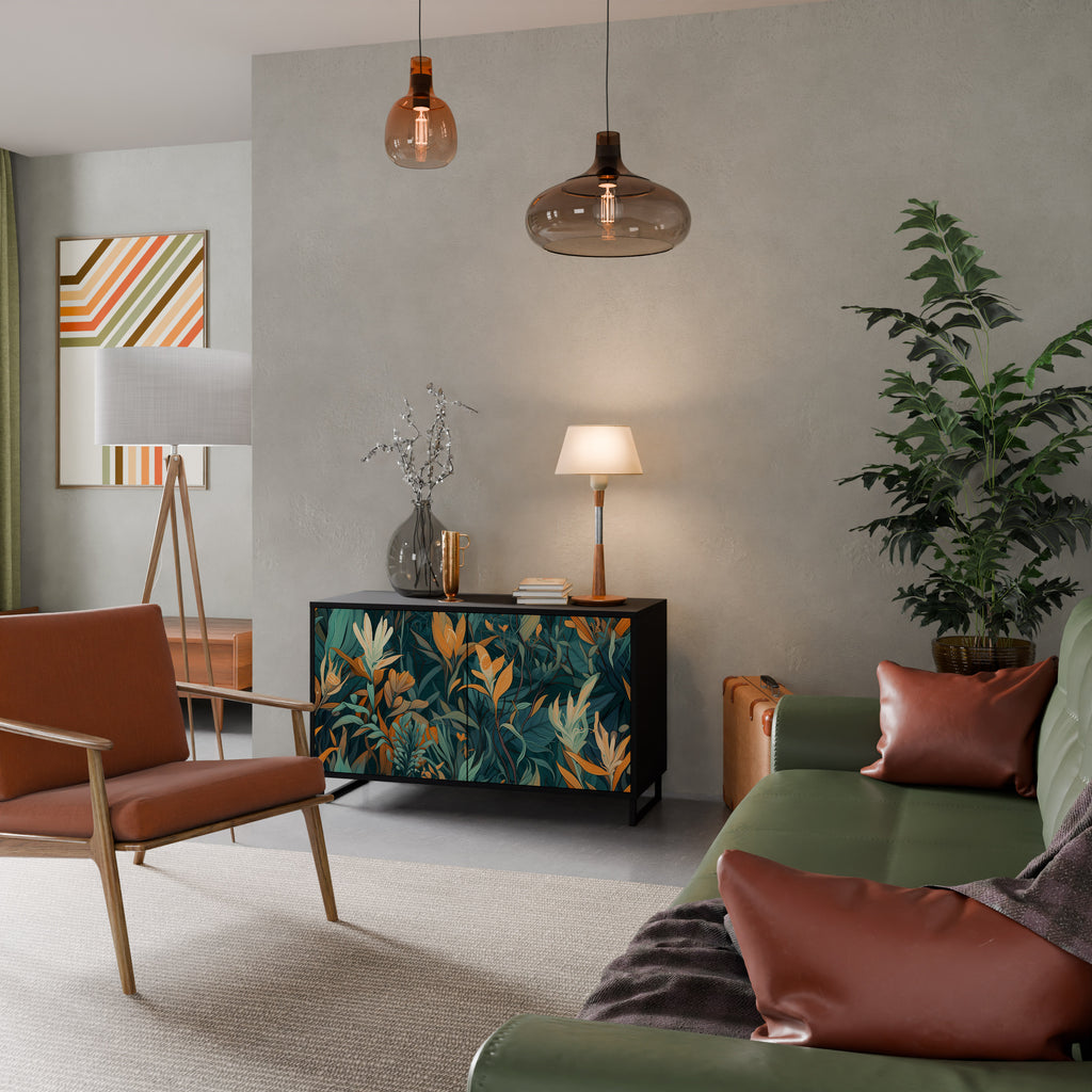FLORAL SERENITY 2-dörrars skänk i svart finish