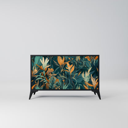 FLORAL SERENITY 2-Door Sideboard in Black Finish