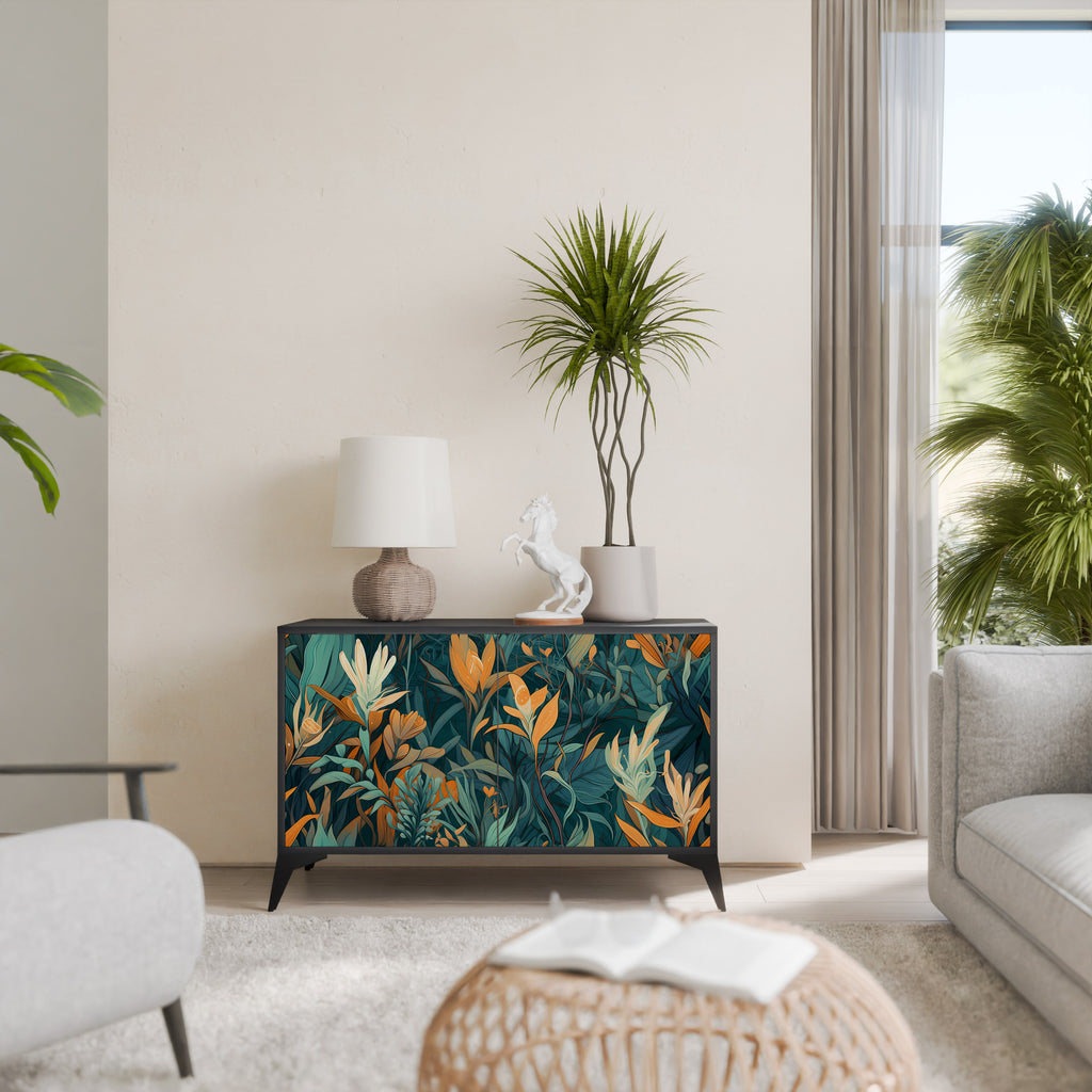FLORAL SERENITY 2-dörrars skänk i svart finish