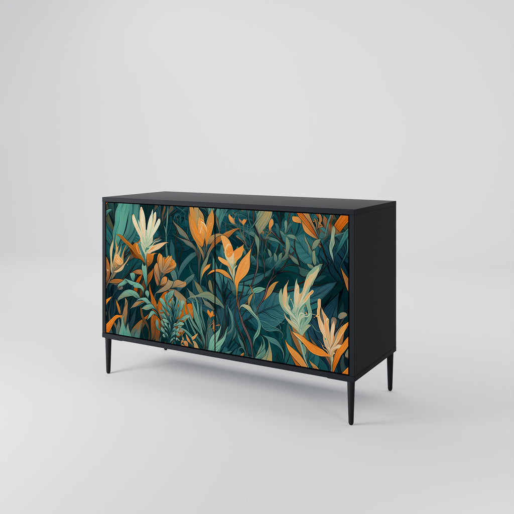 FLORAL SERENITY 2-dörrars skänk i svart finish