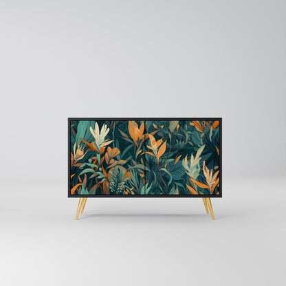 FLORAL SERENITY 2-Door Sideboard in Black Finish