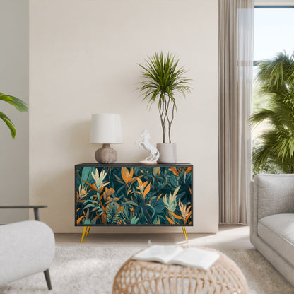FLORAL SERENITY 2-Door Sideboard in Black Finish