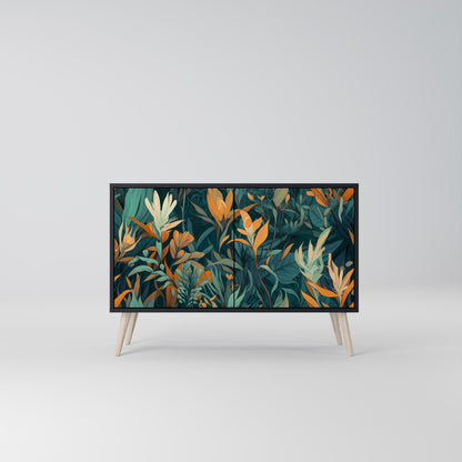 FLORAL SERENITY 2-Door Sideboard in Black Finish