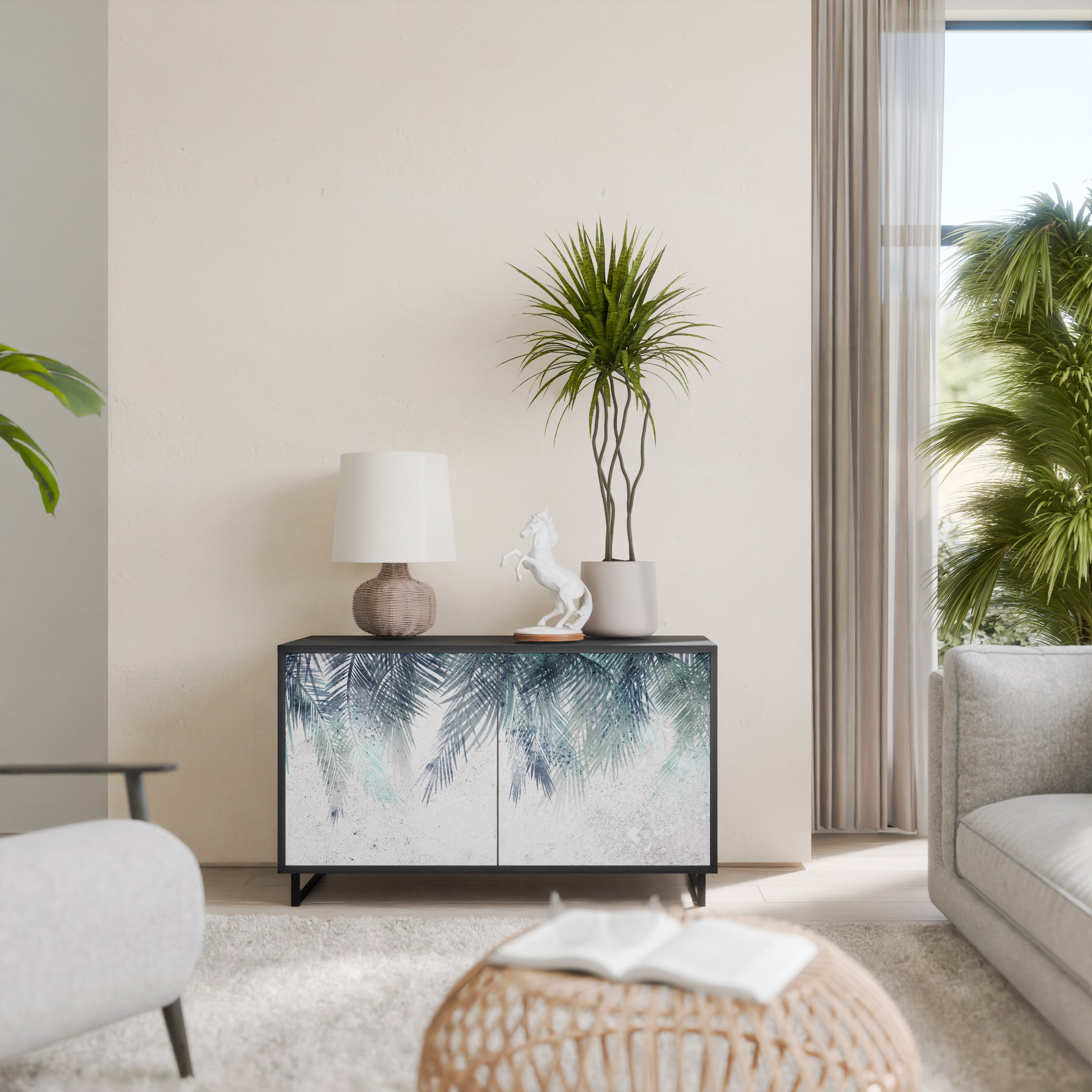 PALM VEIL 2-dörrars skänk i svart finish