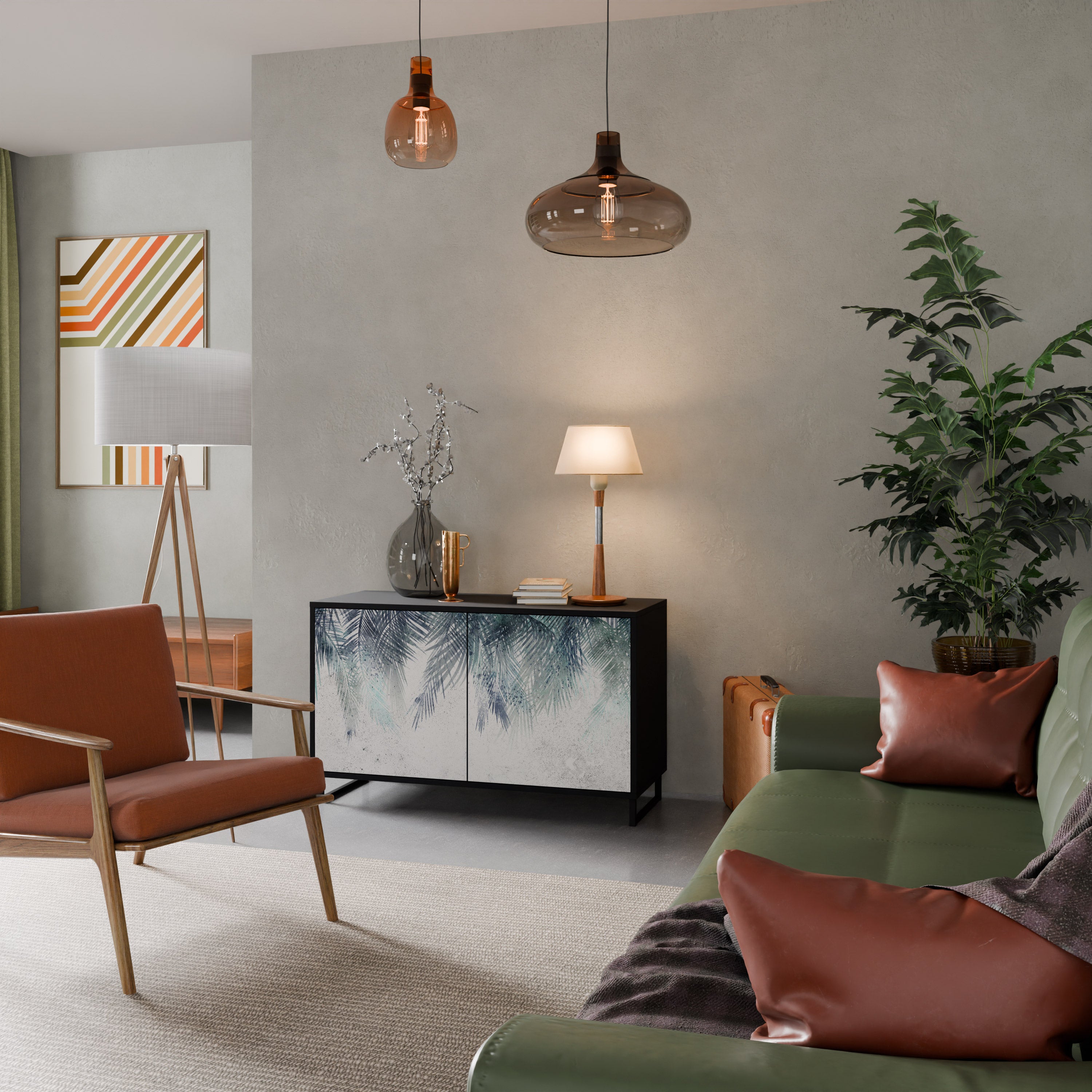 PALM VEIL 2-dörrars skänk i svart finish