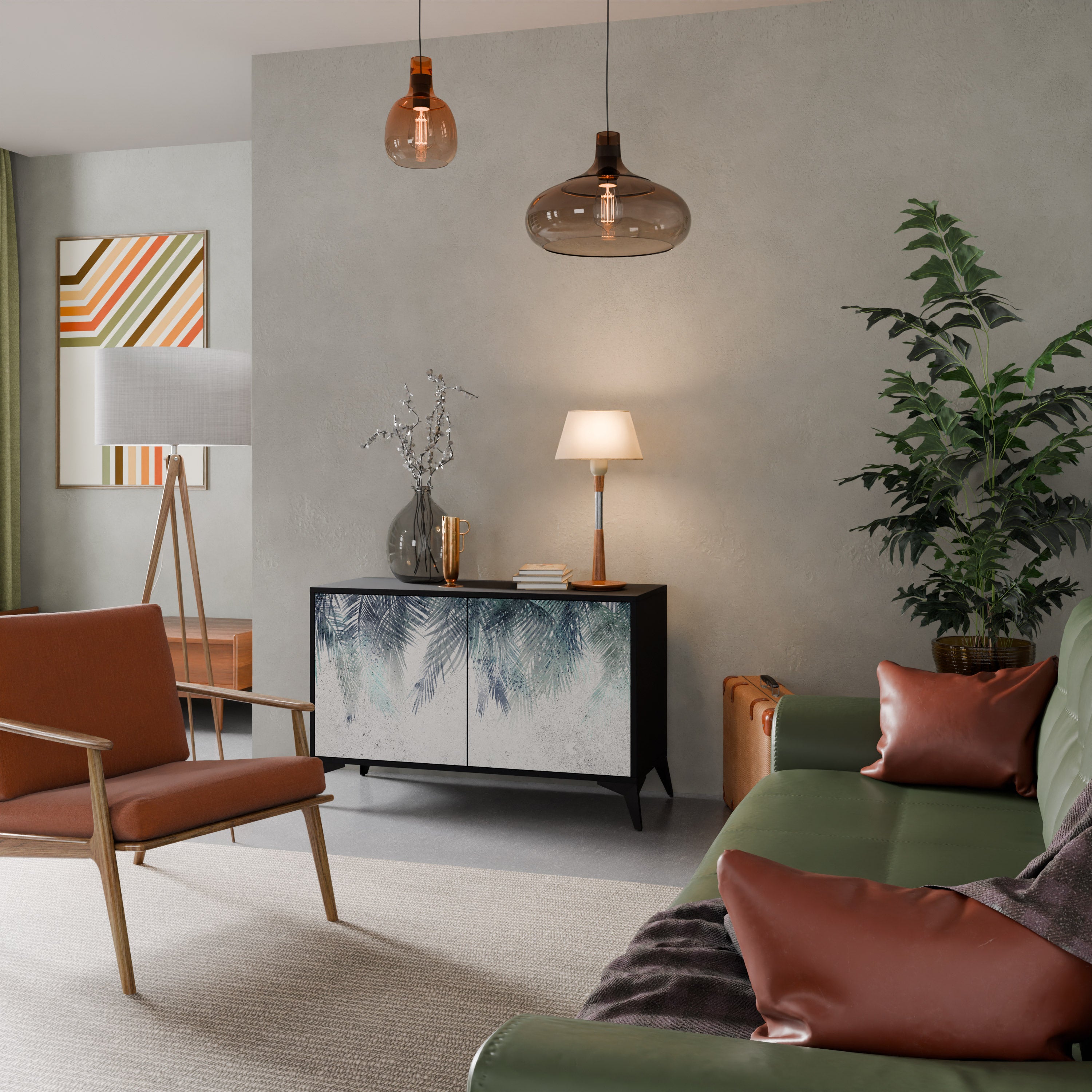 PALM VEIL 2-dörrars skänk i svart finish