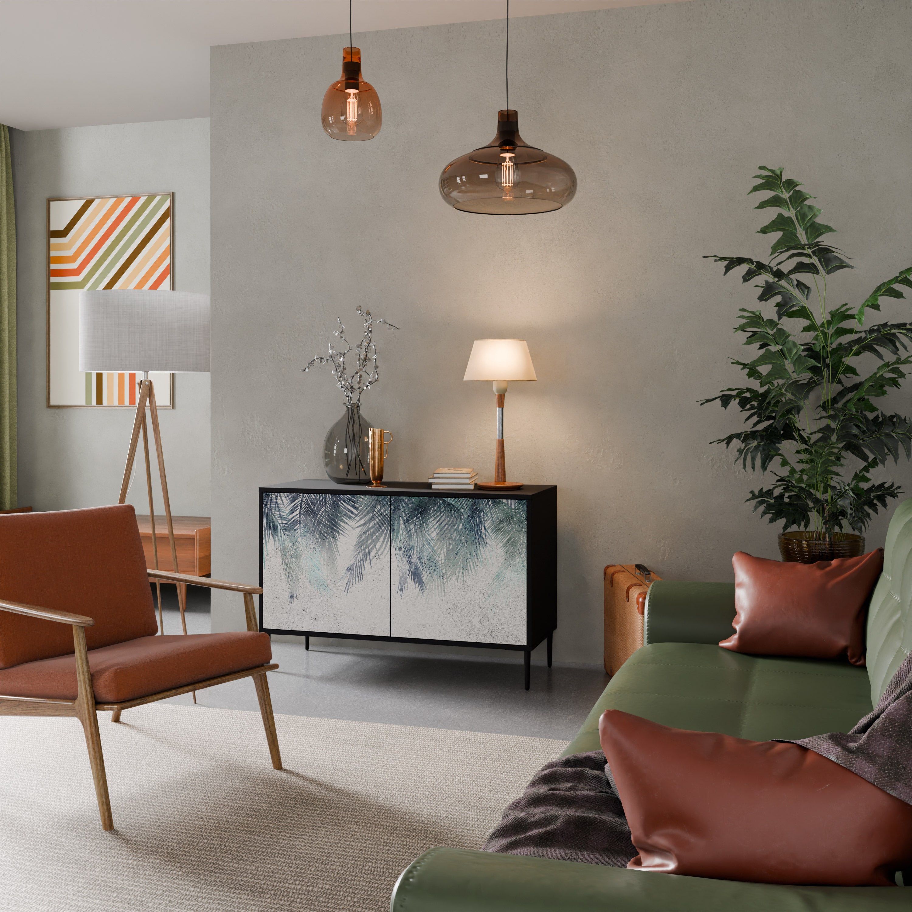 PALM VEIL 2-dörrars skänk i svart finish