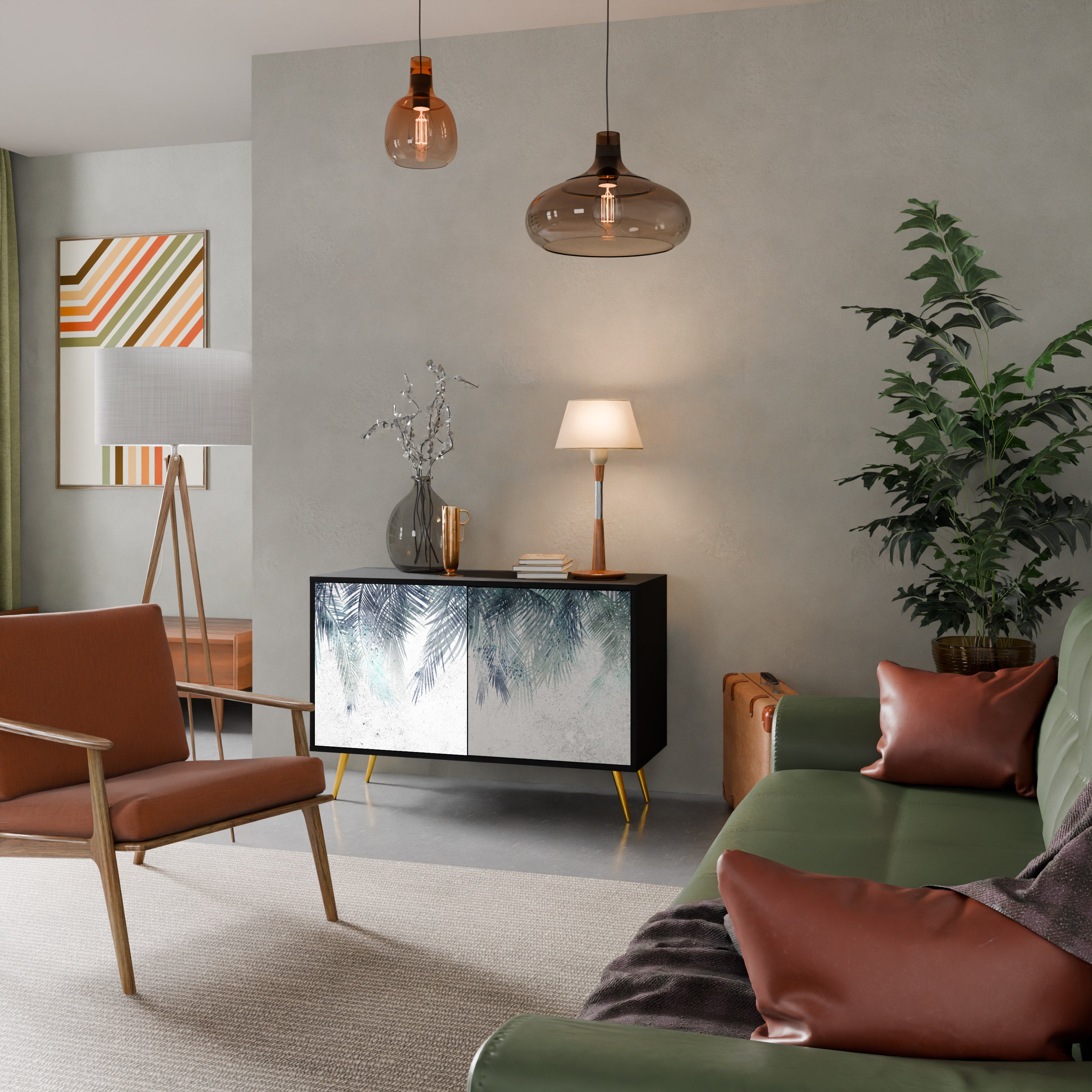 PALM VEIL 2-dörrars skänk i svart finish