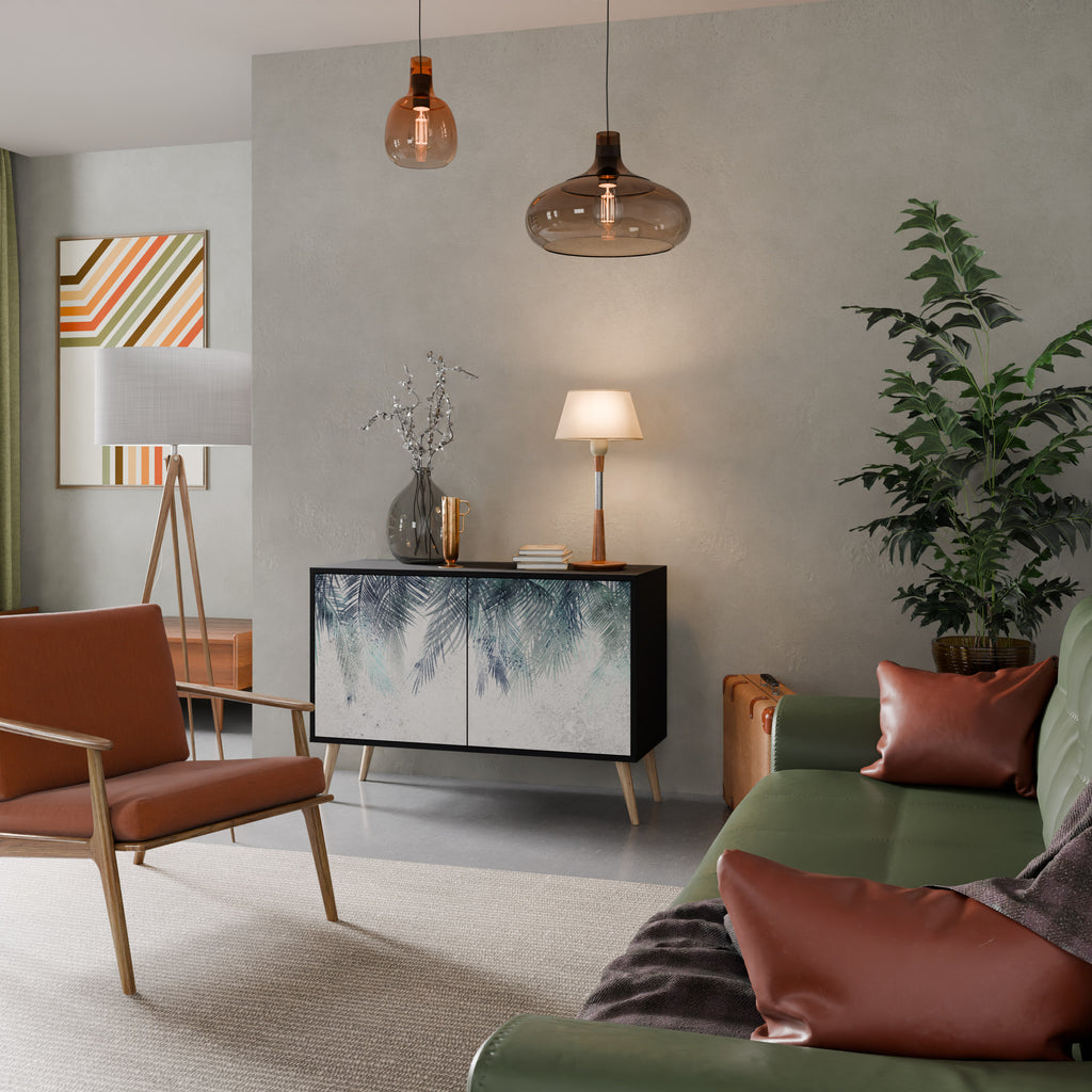 PALM VEIL 2-dörrars skänk i svart finish