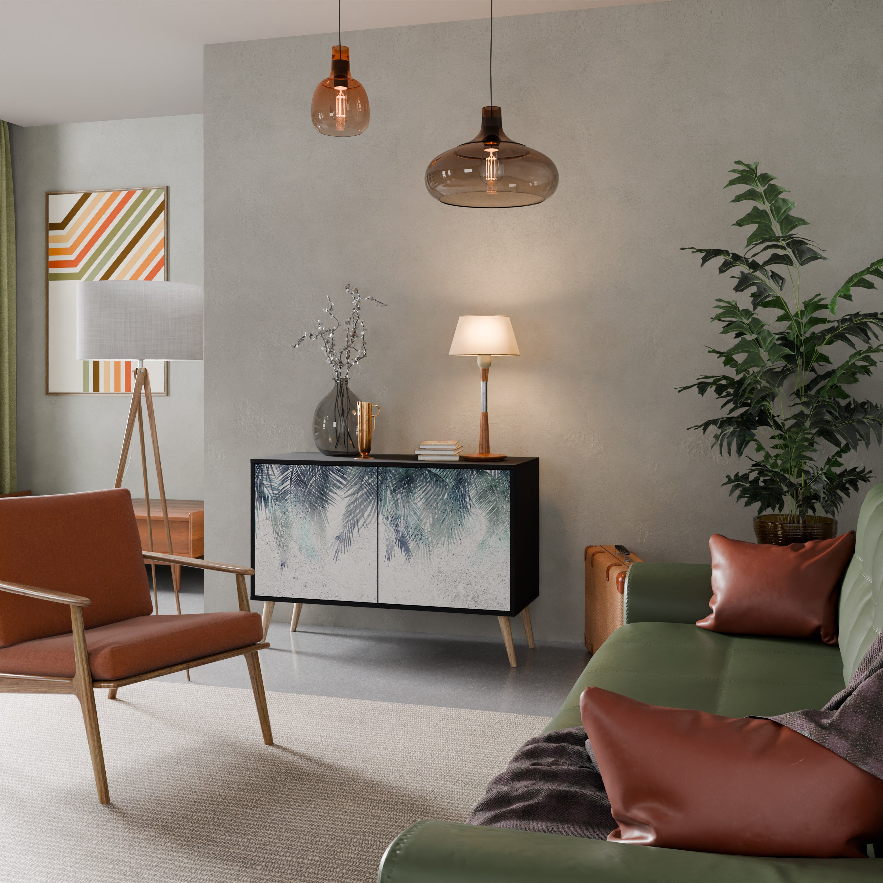 PALM VEIL 2-dörrars skänk i svart finish