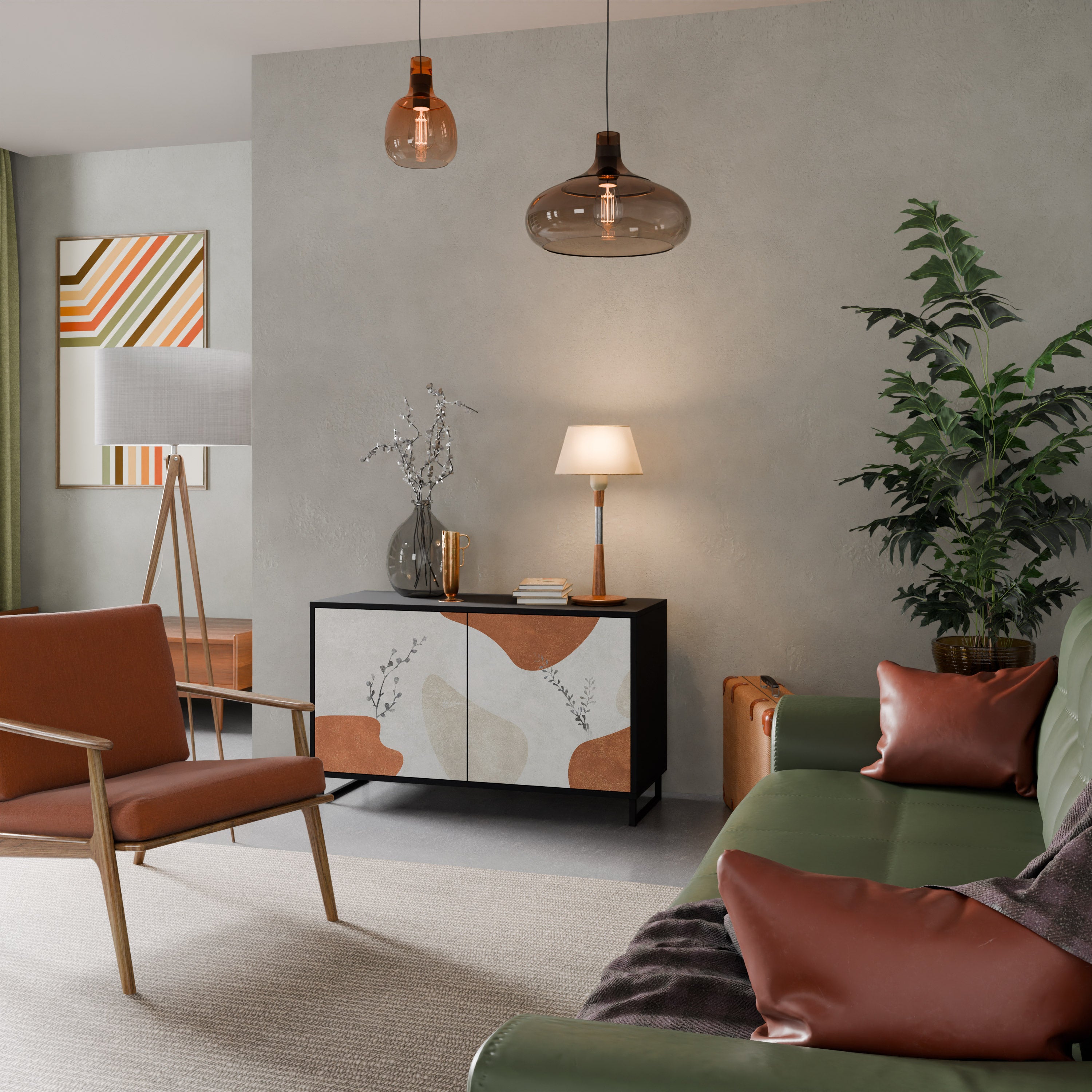 TRANQUIL TWIG 2-dörrars skänk i svart finish