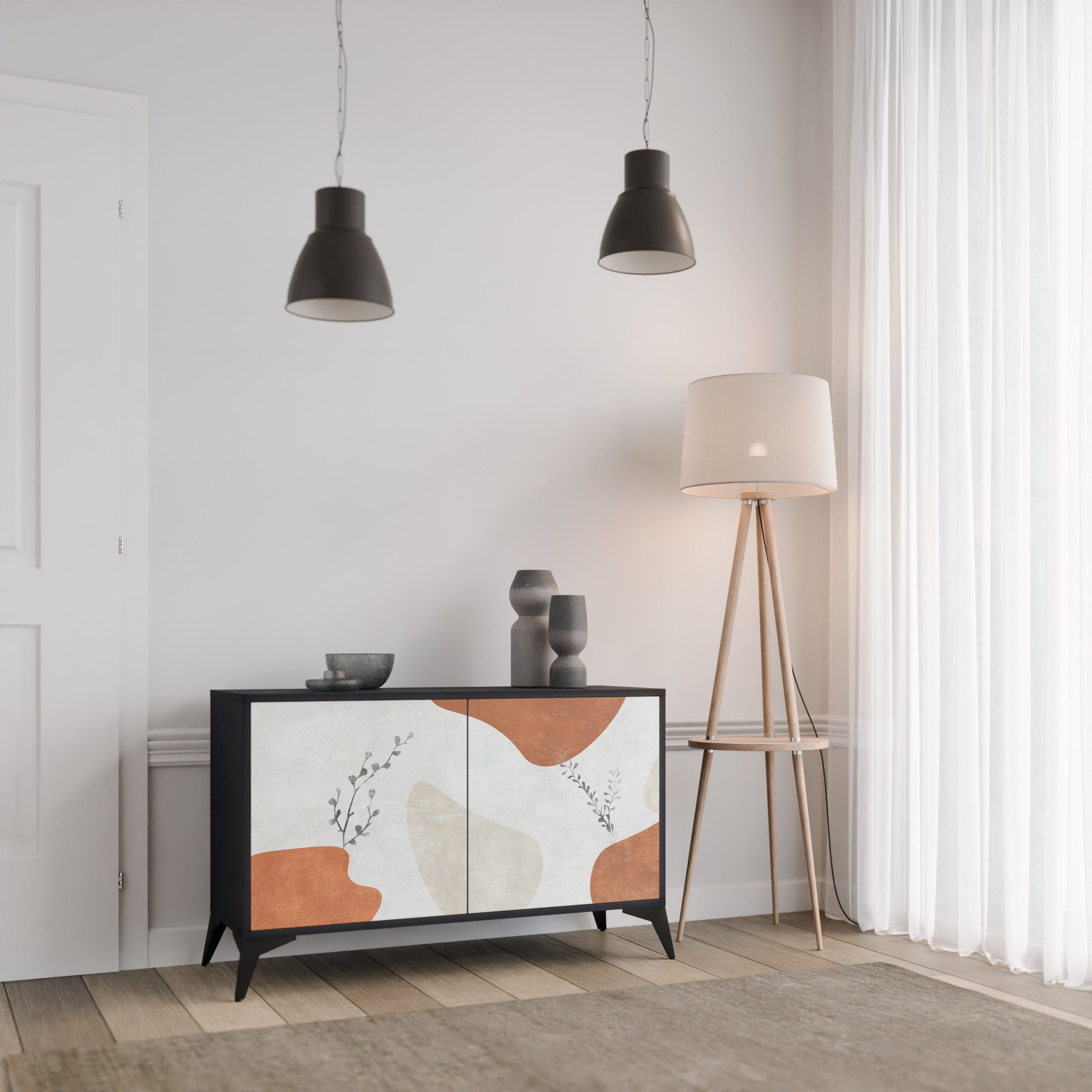 TRANQUIL TWIG 2-dörrars skänk i svart finish