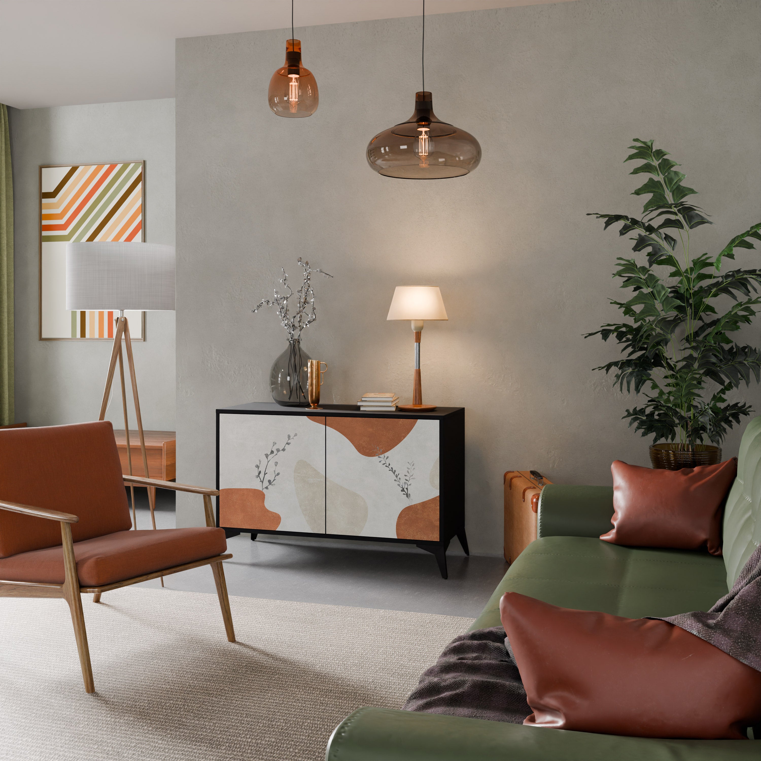 TRANQUIL TWIG 2-dörrars skänk i svart finish