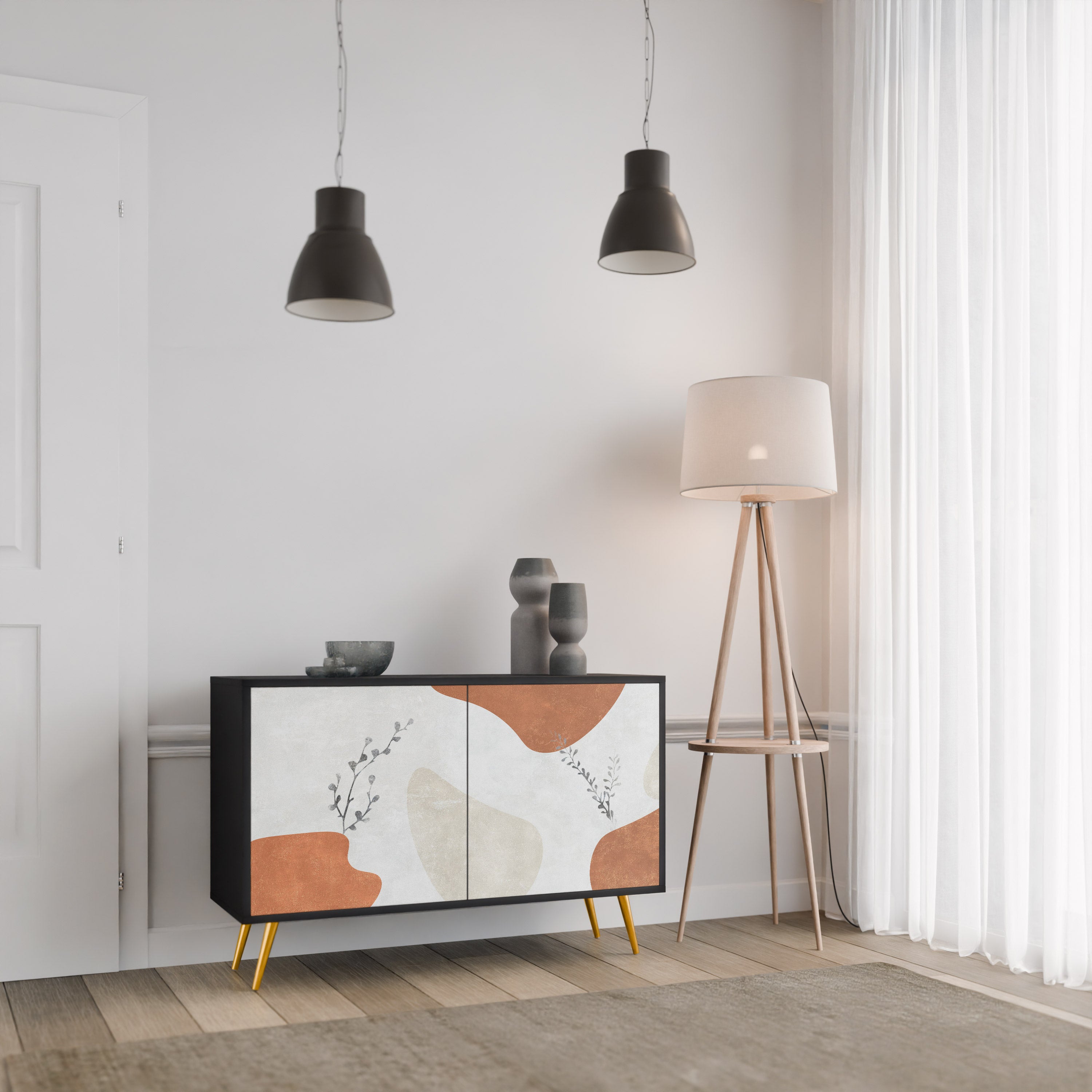TRANQUIL TWIG 2-dörrars skänk i svart finish