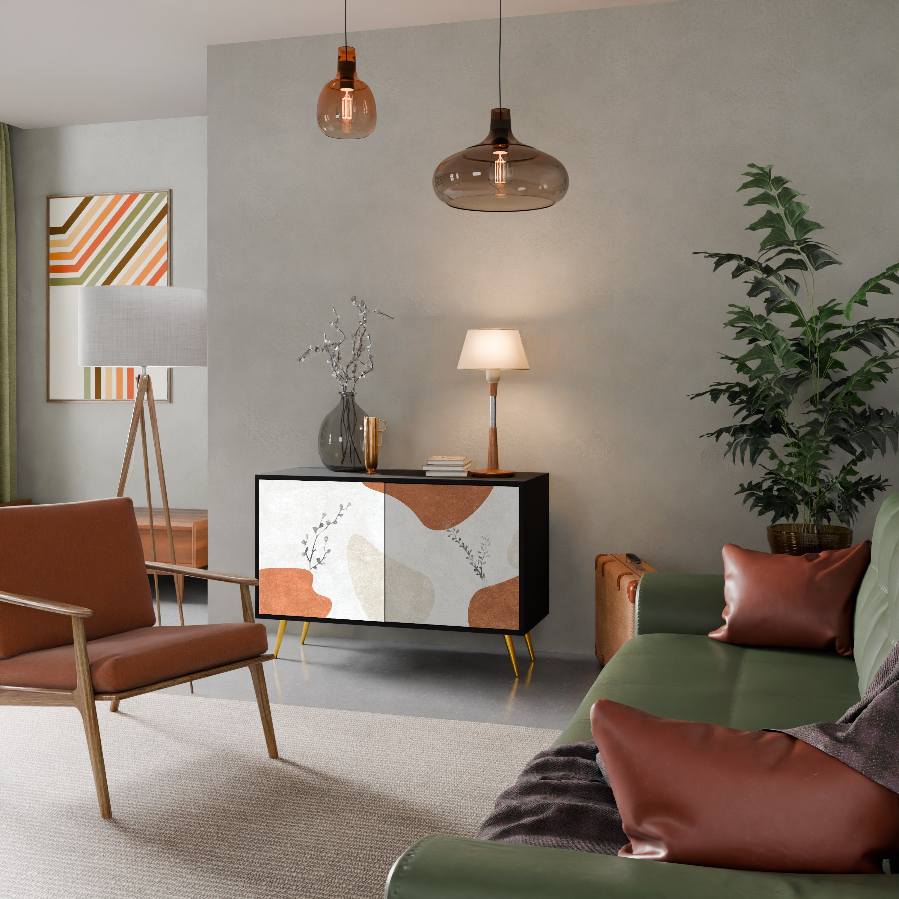 TRANQUIL TWIG 2-dörrars skänk i svart finish