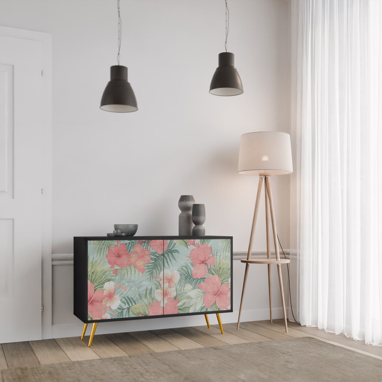 HAWAIIAN SPIRIT 2-Door Sideboard in Black Finish