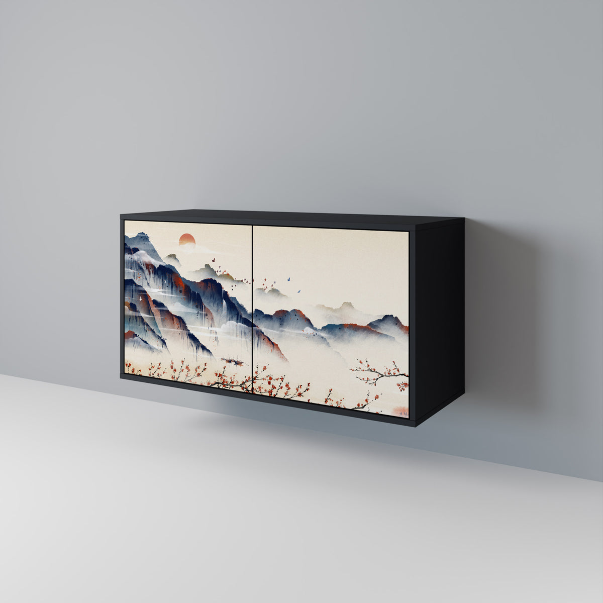 JAPANESE LANDSCAPE Skänk med två dörrar