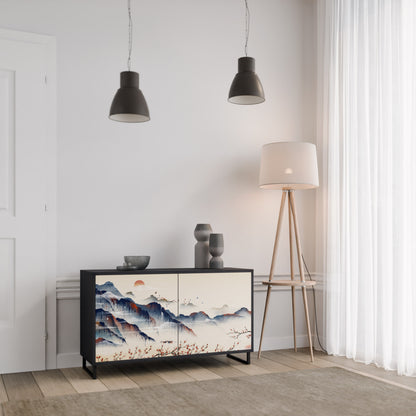 JAPANESE LANDSCAPE 2-Door Sideboard in Black Finish
