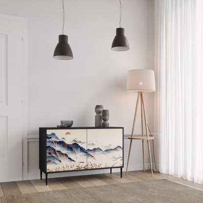 JAPANESE LANDSCAPE 2-Door Sideboard in Black Finish