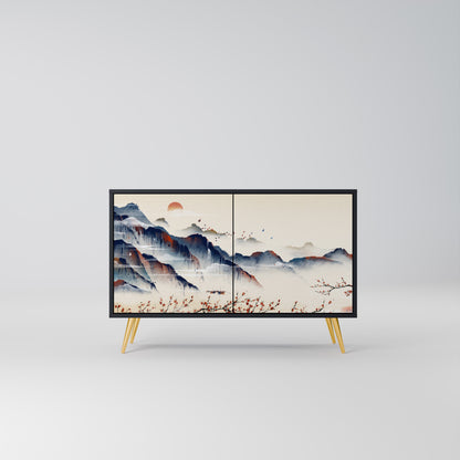 JAPANESE LANDSCAPE 2-Door Sideboard in Black Finish