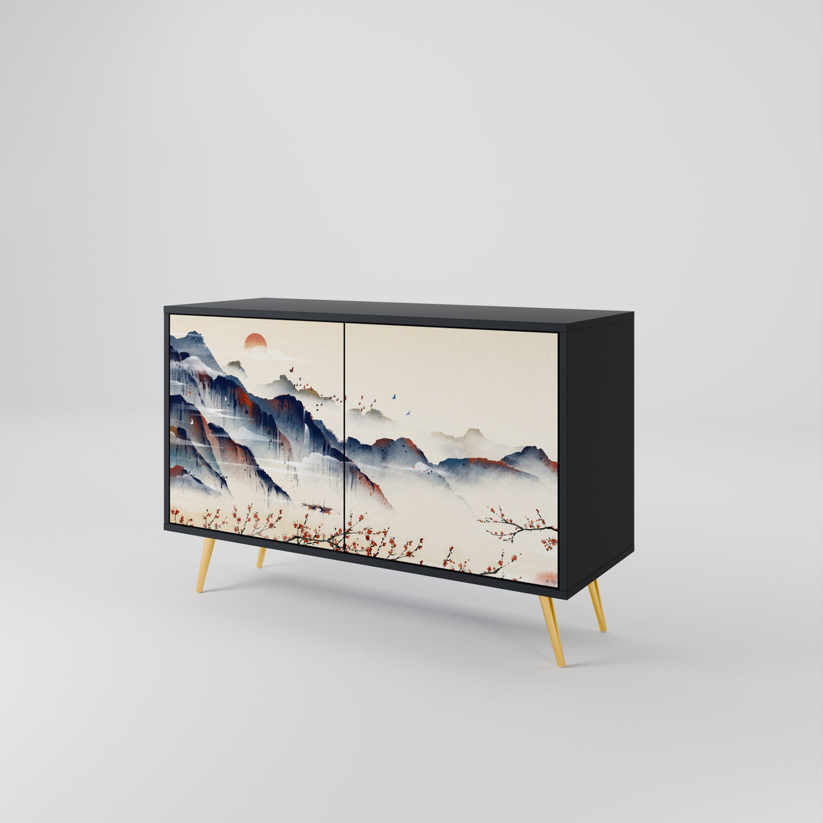 JAPANESE LANDSCAPE Skänk med två dörrar