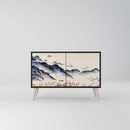 JAPANESE LANDSCAPE 2-Door Sideboard in Black Finish