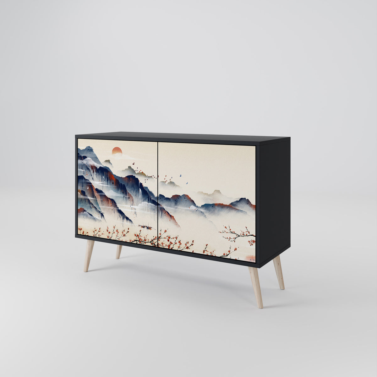 JAPANESE LANDSCAPE Skänk med två dörrar