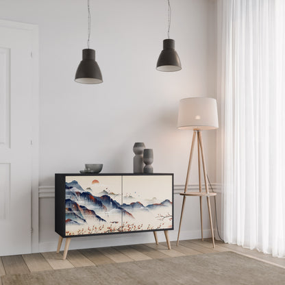 JAPANESE LANDSCAPE 2-Door Sideboard in Black Finish