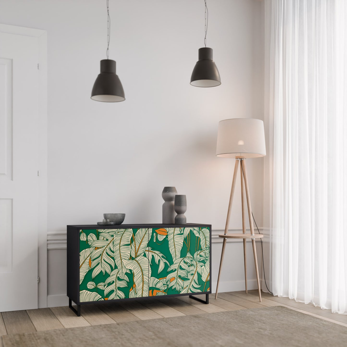 VERDANT PLEASURES 2-Door Sideboard in Black Finish