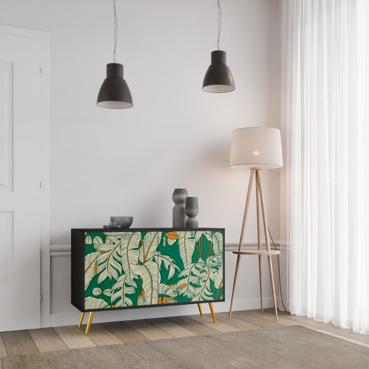VERDANT PLEASURES 2-Door Sideboard in Black Finish