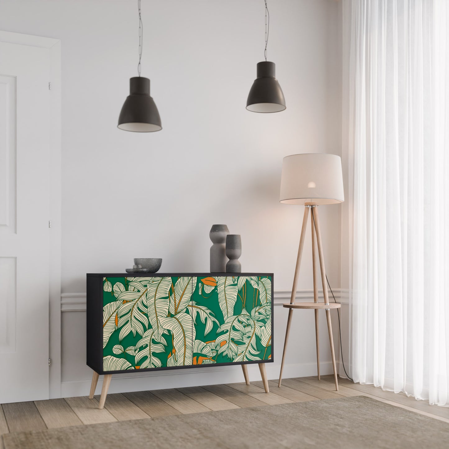 VERDANT PLEASURES 2-Door Sideboard in Black Finish