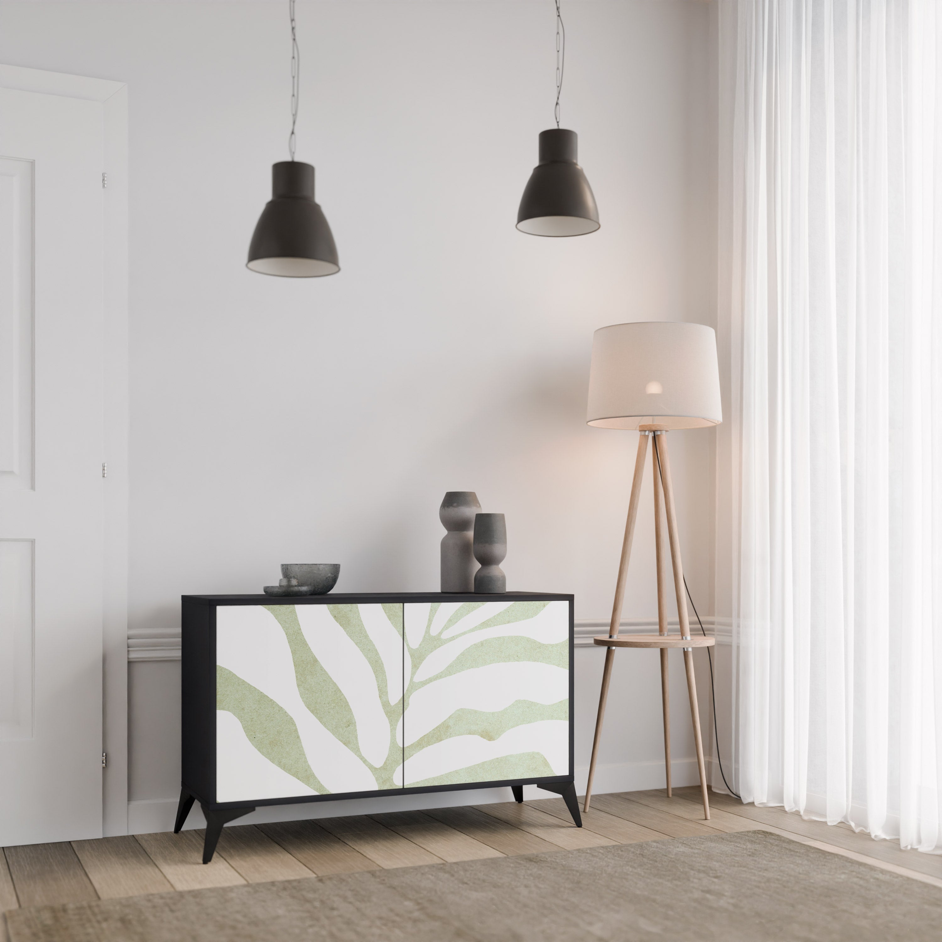 BOTANICAL SPARK 2-dörrars skänk i svart finish