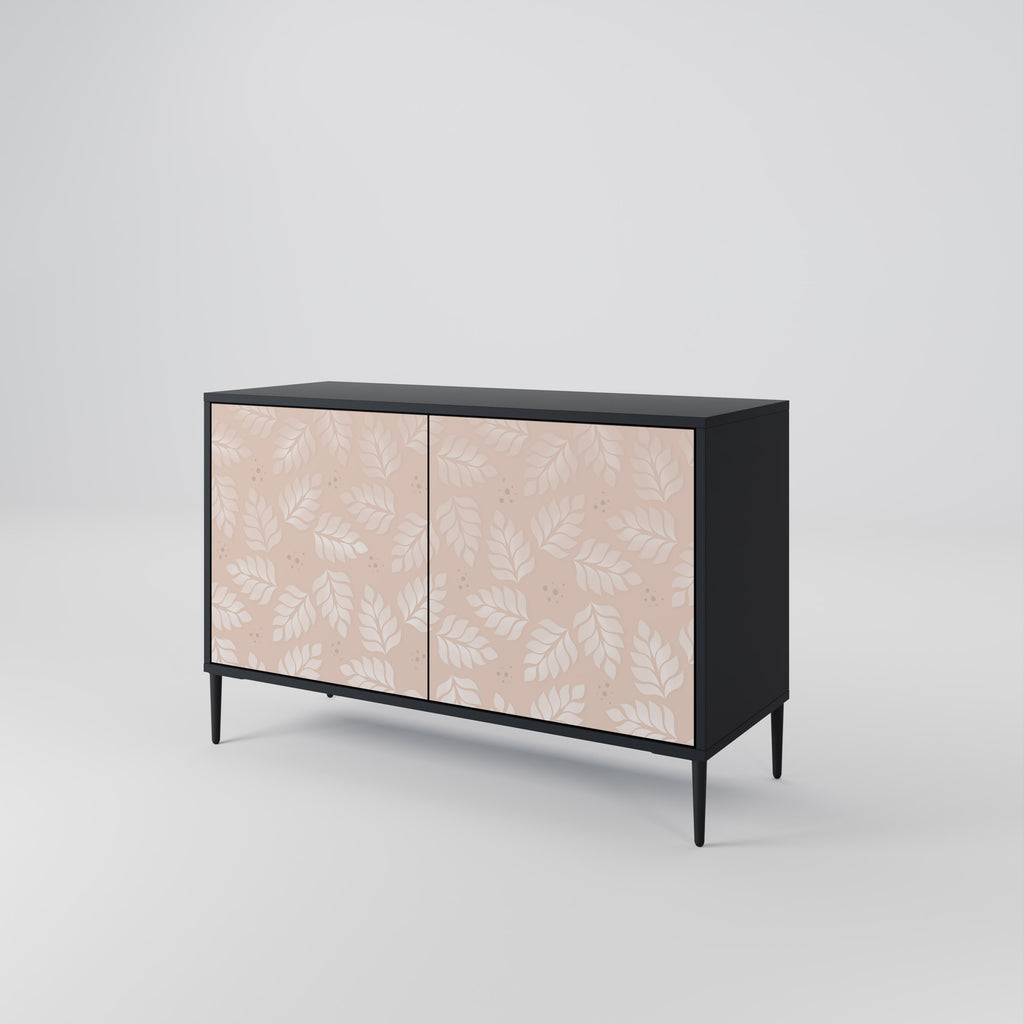 LÖV PÅ BEIGE 2-dörrars skänk i svart finish