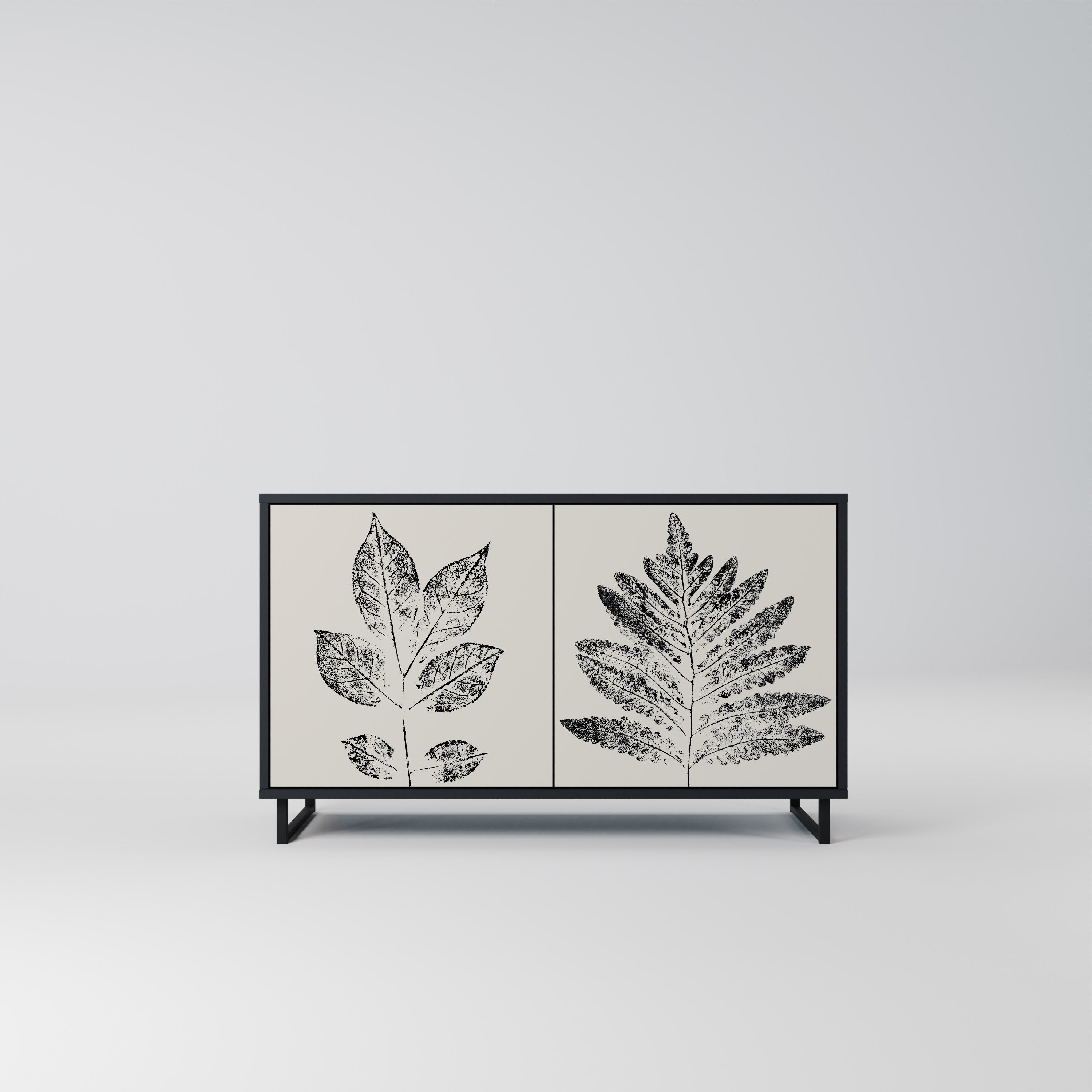 LEAFY STAMPS 2-dörrars skänk i svart finish