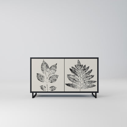 LEAFY STAMPS 2-Door Sideboard in Black Finish
