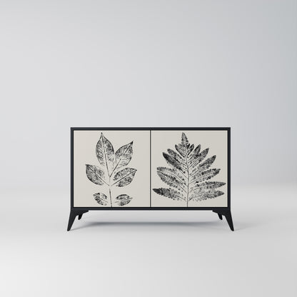 LEAFY STAMPS 2-Door Sideboard in Black Finish
