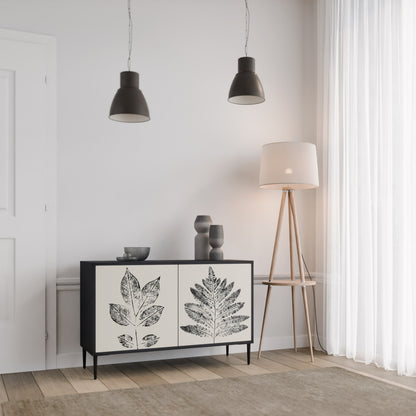 LEAFY STAMPS 2-Door Sideboard in Black Finish