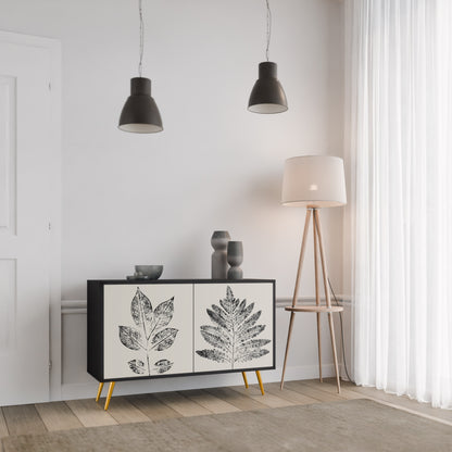 LEAFY STAMPS 2-Door Sideboard in Black Finish