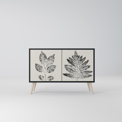 LEAFY STAMPS 2-Door Sideboard in Black Finish