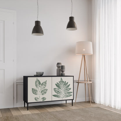 GREEN LEAFY STAMPS 2-Door Sideboard in Black Finish