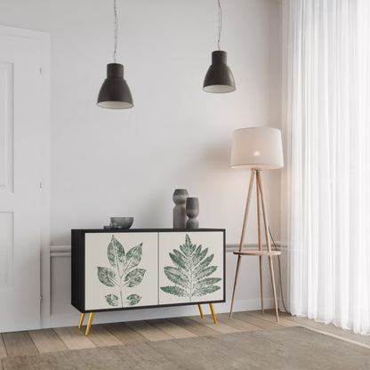 GREEN LEAFY STAMPS 2-Door Sideboard in Black Finish