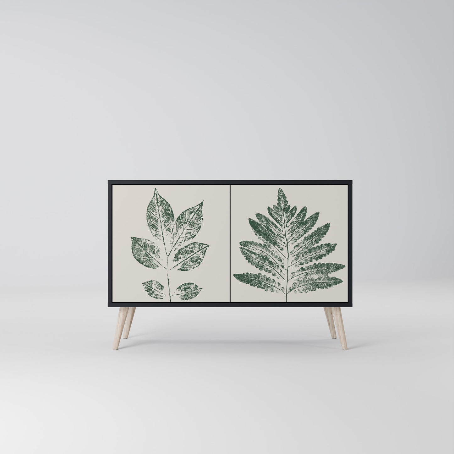 GREEN LEAFY STAMPS 2-Door Sideboard in Black Finish