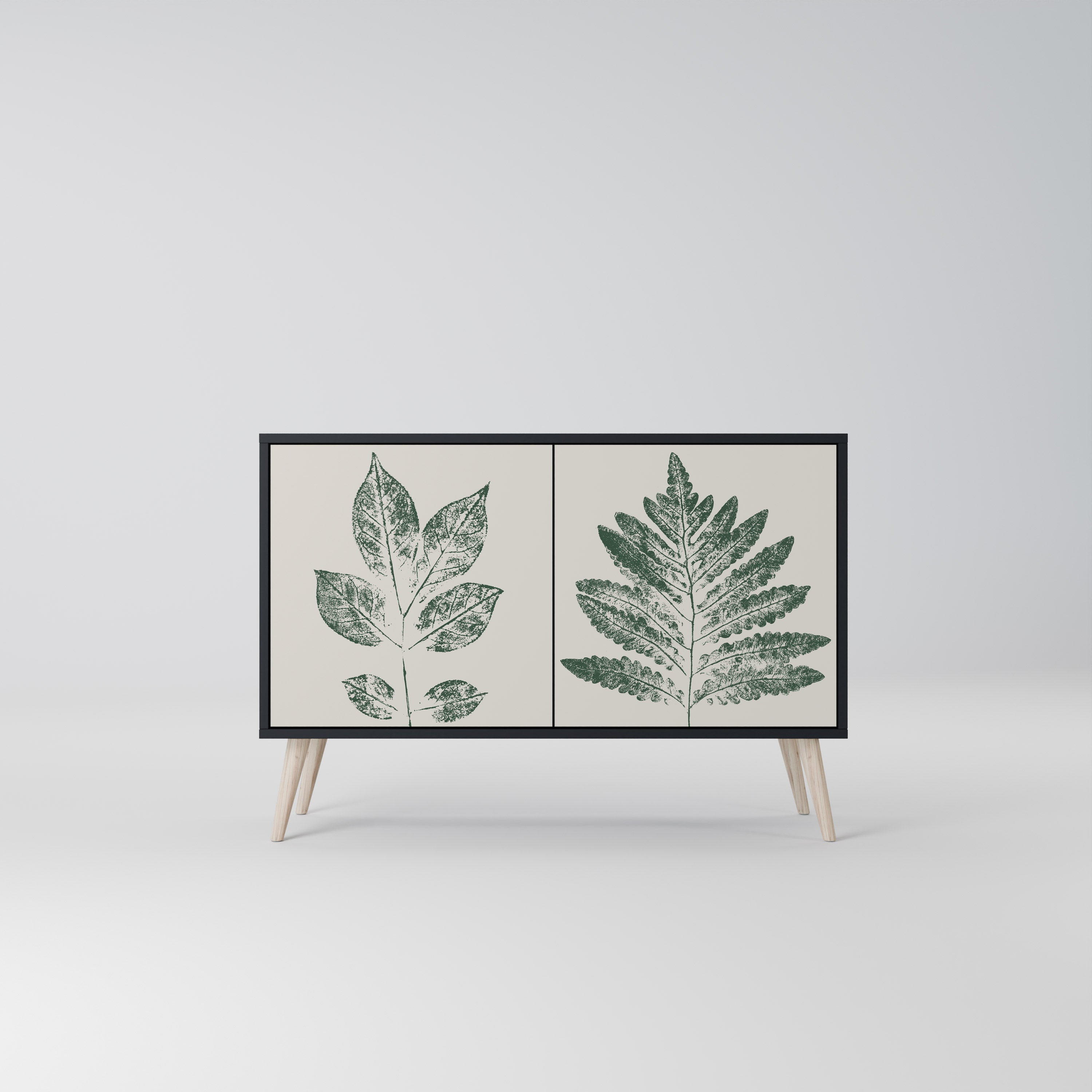 GREEN LEAFY STAMPS 2-dörrars skänk i svart finish