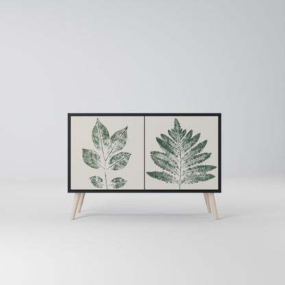 GREEN LEAFY STAMPS 2-Door Sideboard in Black Finish