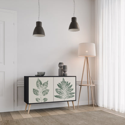 GREEN LEAFY STAMPS 2-Door Sideboard in Black Finish
