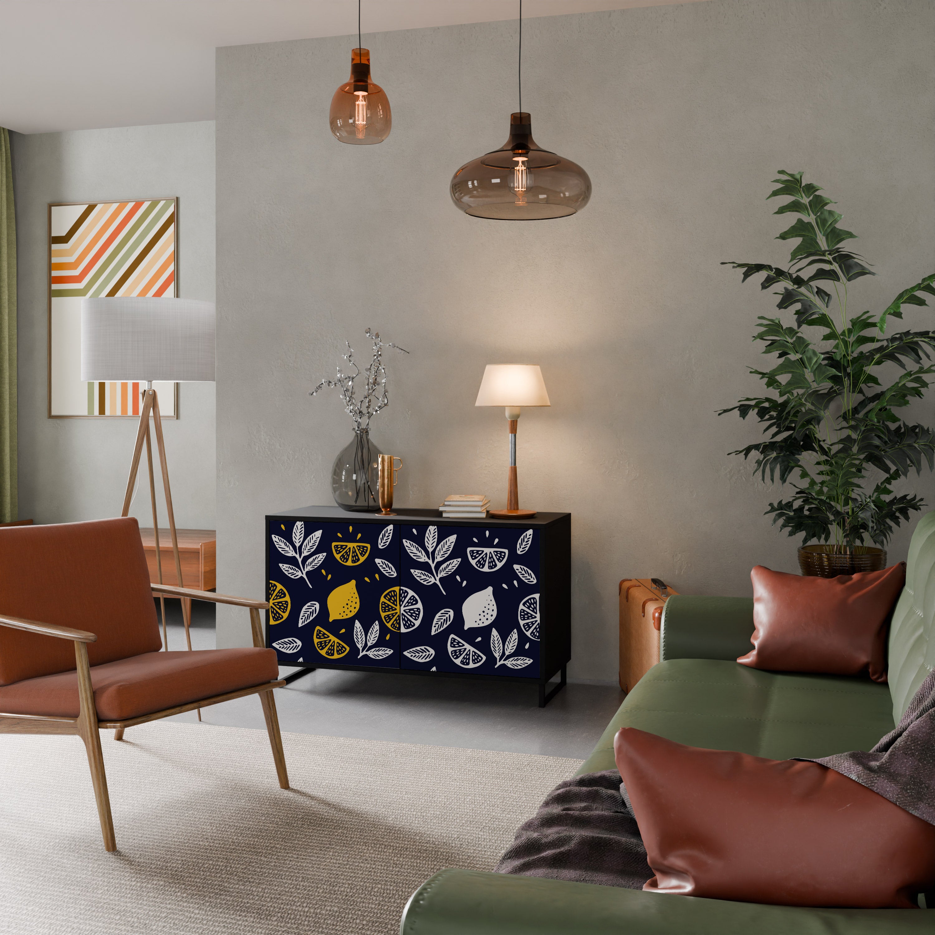 CITRUS SVART OCH VITT 2-dörrars skänk i svart finish