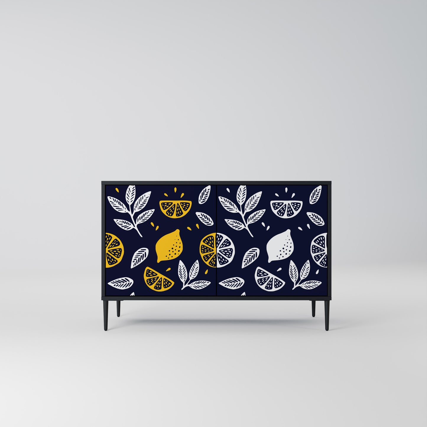 CITRUS BLACK AND WHITE 2-Door Sideboard in Black Finish