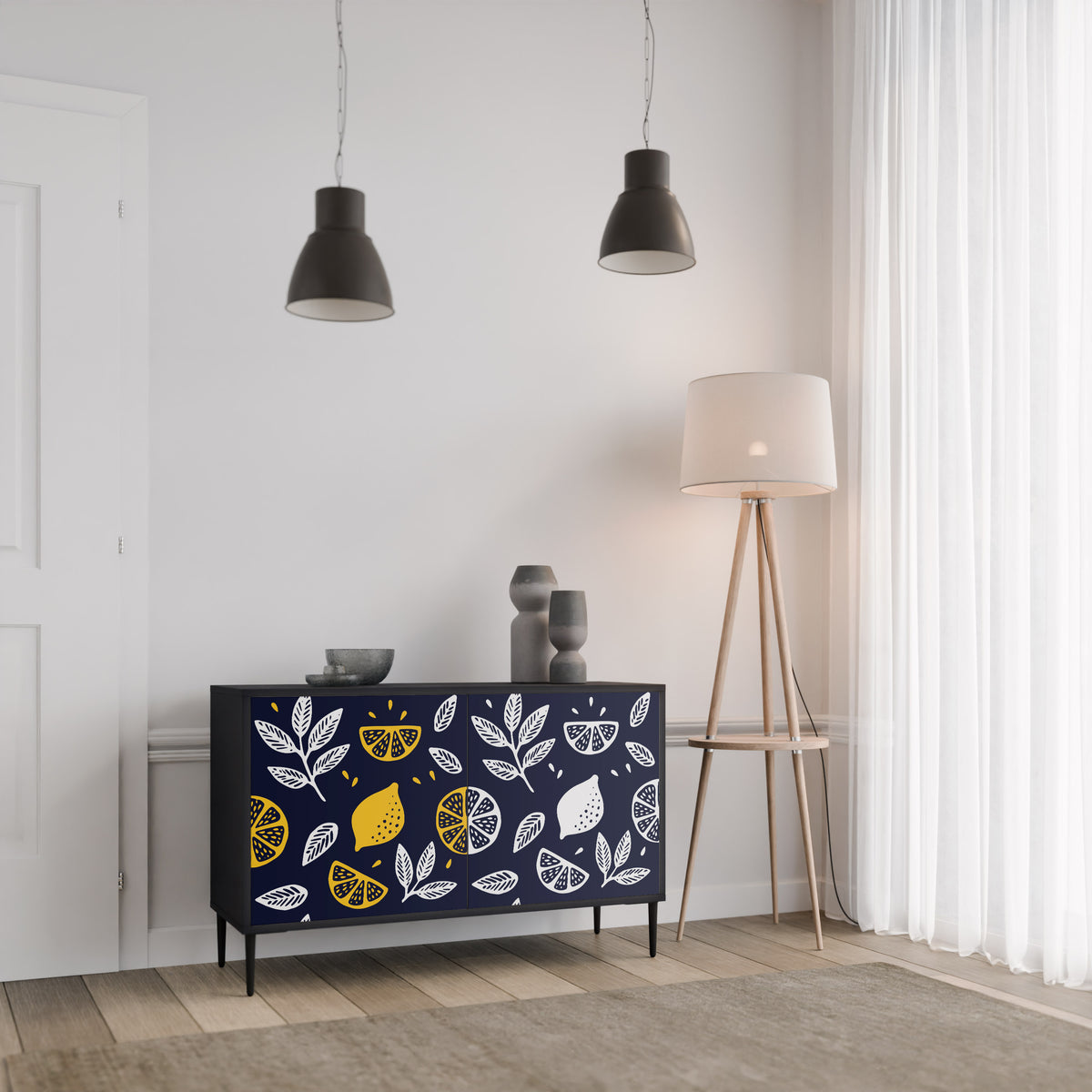 CITRUS BLACK AND WHITE Skänk med två dörrar